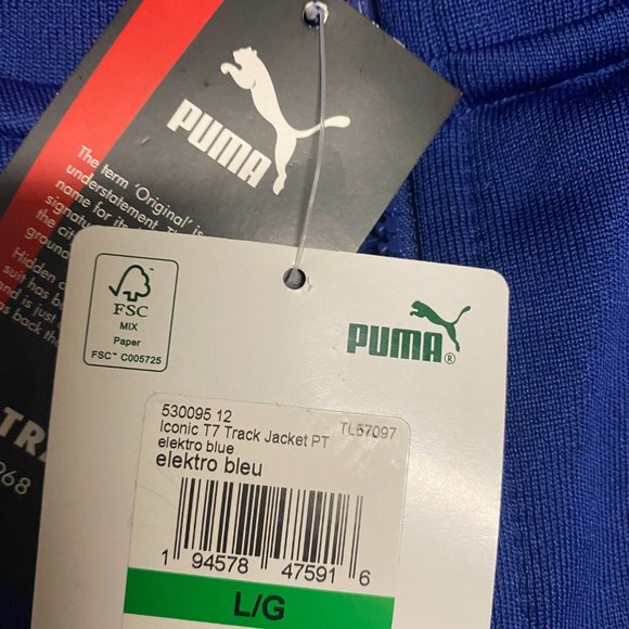 Puma Mens Blue Iconic T7 Long Sleeve Pockets Full Zip Track Jacket Size L S M - Picture 3 of 3